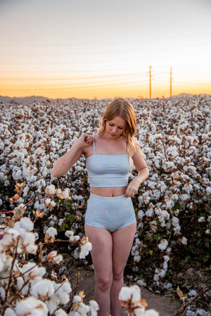 Dusty Floral High-Waist Swim Bottom