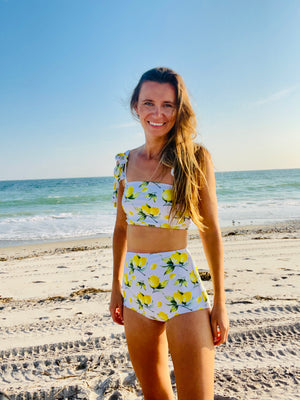 Lemon Bandeau Swim Top by Alanna Maria