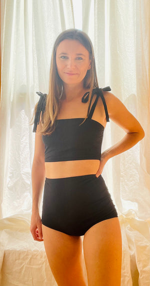 Jet Black Bandeau Swim Top by Alanna Maria