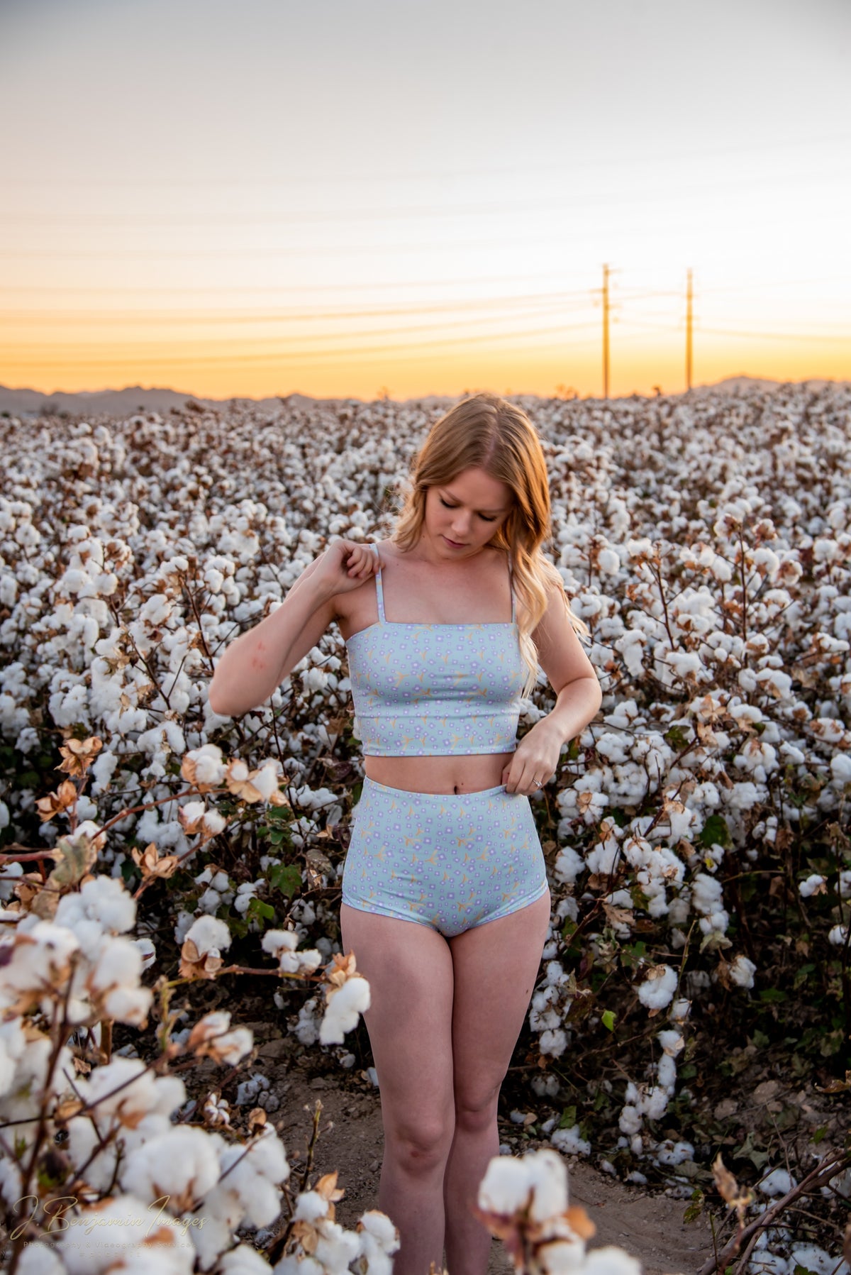 Dusty Floral High-Waist Swim Bottom